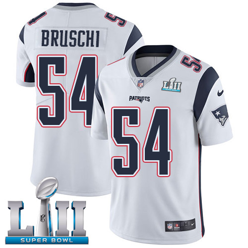 Nike Patriots #54 Tedy Bruschi White Super Bowl LII Men's Stitched NFL Vapor Untouchable Limited Jersey